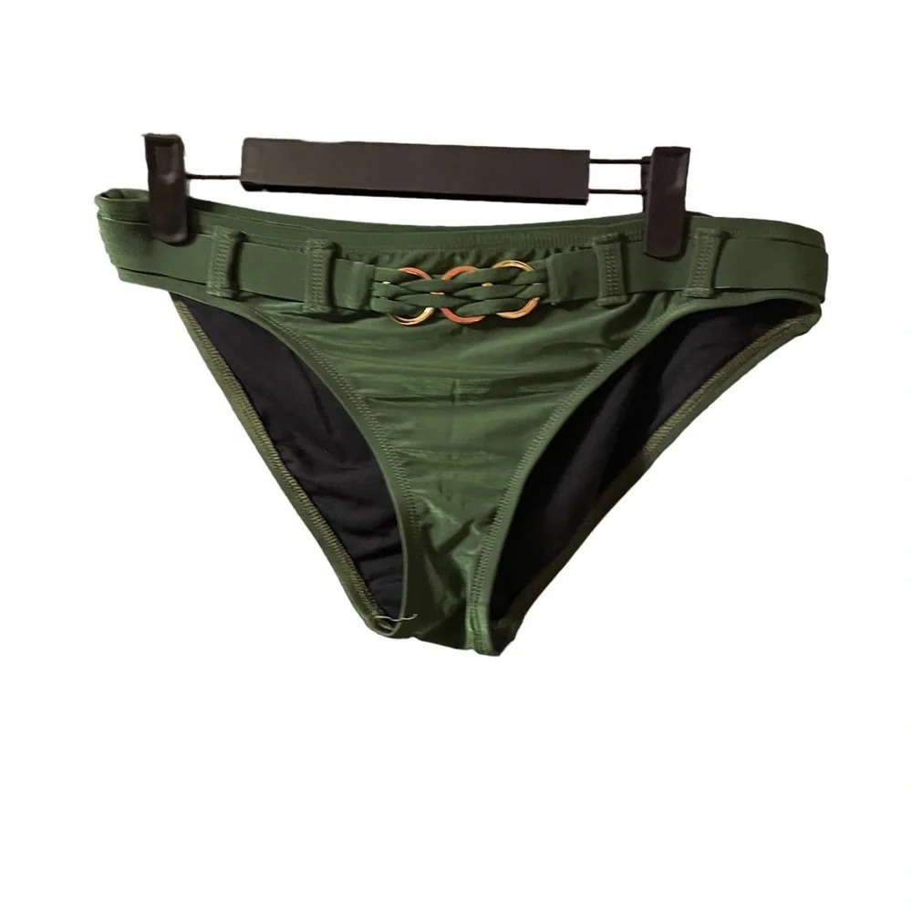 LA BLANCA OLIVE GREEN CHAIN LINK BIKINI BOTTOMS